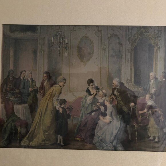 Vintage print Otto Wilhelm Eduard Erdmann lavish Victorian Interior Scene framed - Picture 2 of 10